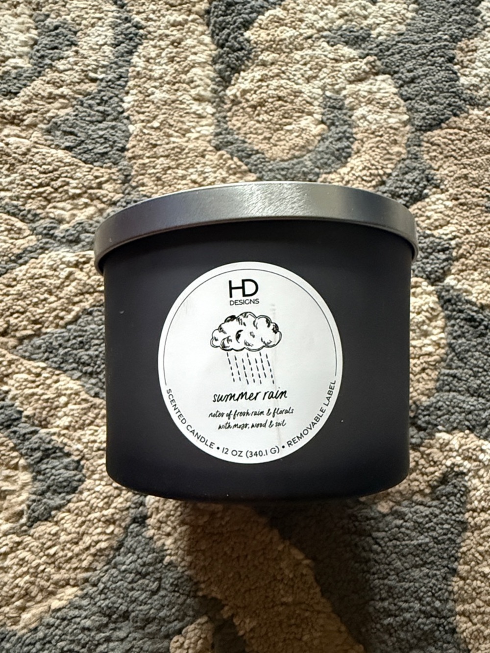 HD Designs Summer Rain Scented Candle - Matte Black Jar